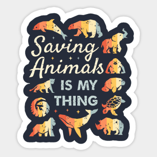 Saving Animals Is My Thing - Retro Endangered Animals Sticker